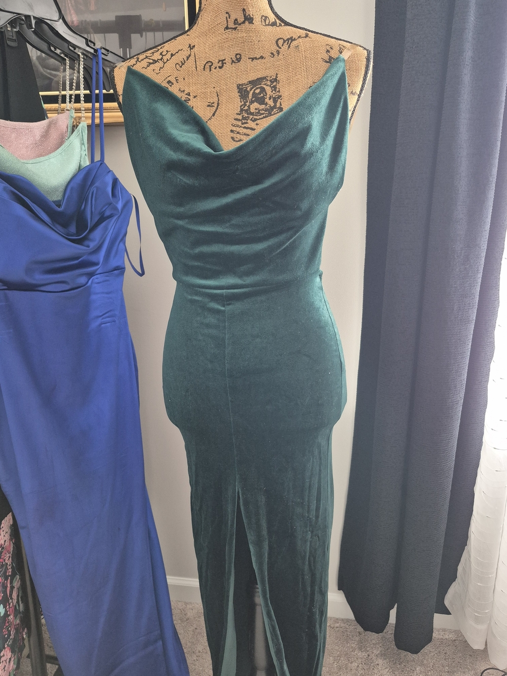 & Other Stories Emerald Green Velvet Cowl Neck Maxi Dress